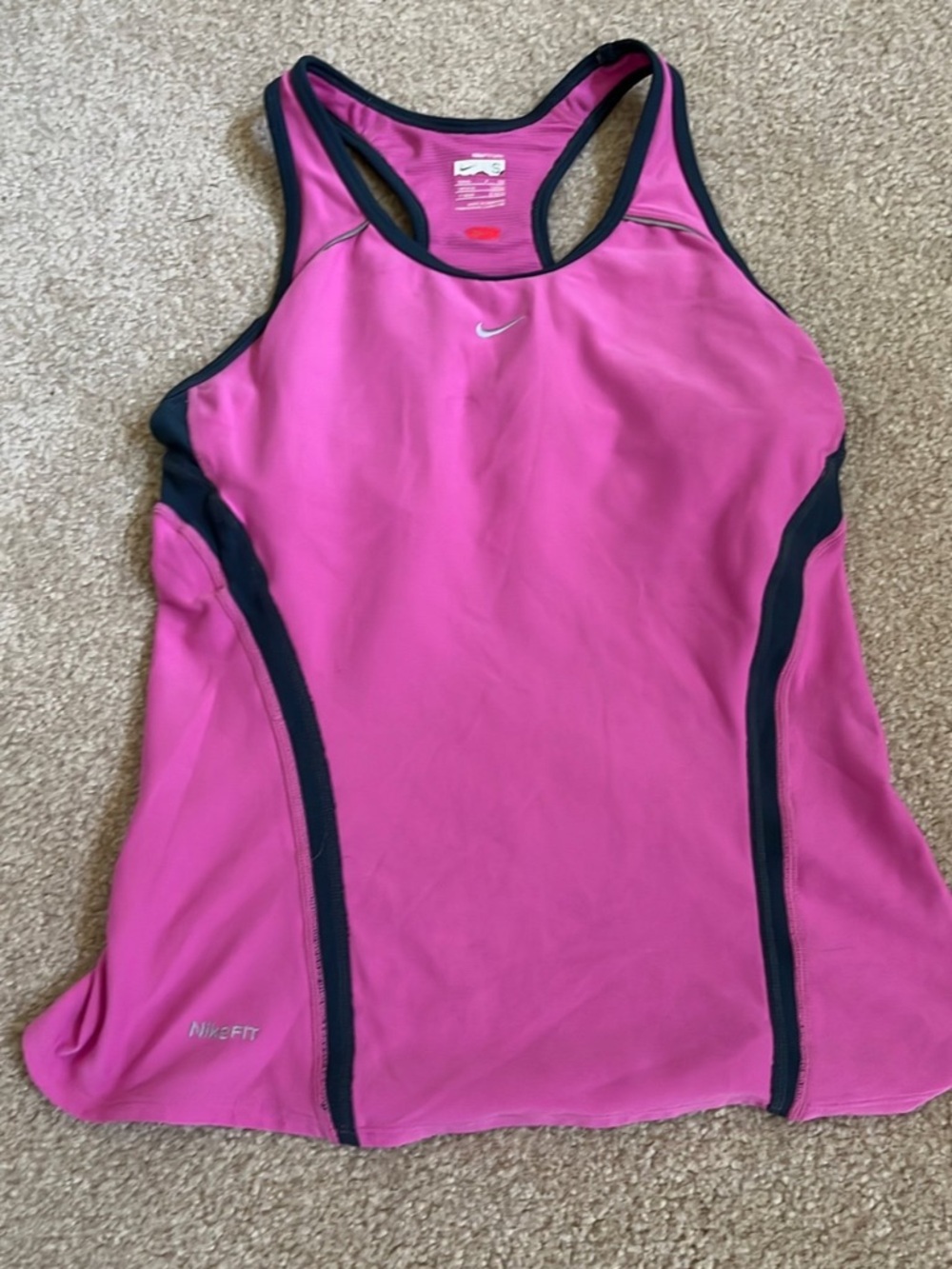 Nike Pink Racerback Dri-FIT Tank with gray Trim
